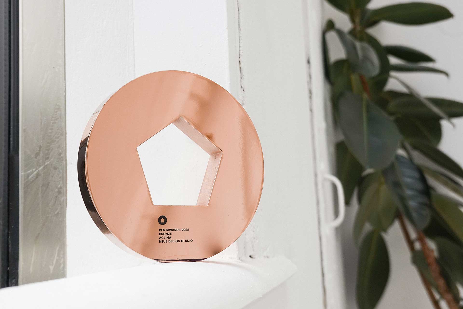 The bronze-colored physical award